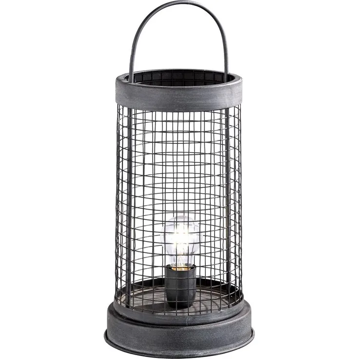 Tischleuchte, Gitter-Design, dunkelgrau, H 52 cm