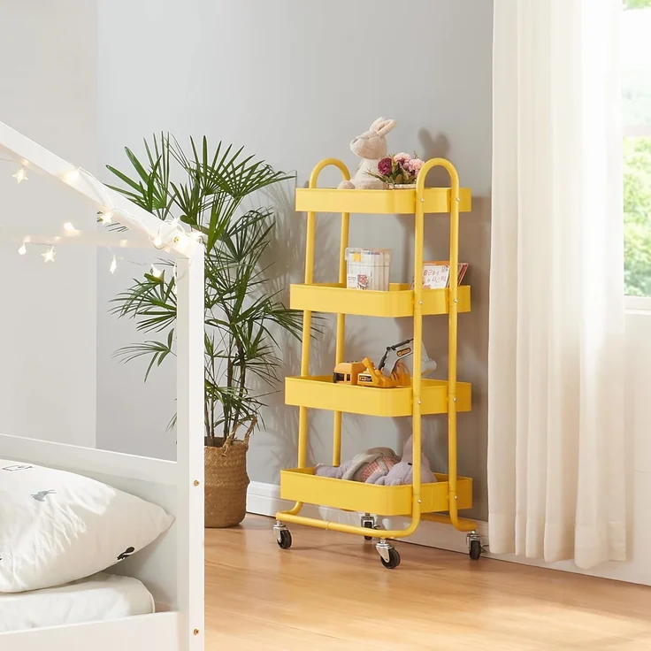en.casa Küchenrollwagen Pyhäntä mit 4 Ebenen Gelb, 103,5 x 46 x 35 cm – Bild 3