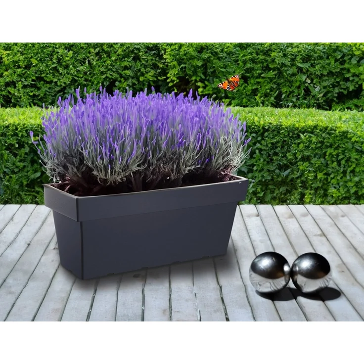 Spetebo Blumenkasten XXL Kunststoff Blumenkasten anthrazit 80 x 35 cm (Packung, 1 tlg), Pflanz Blumen Kübel – Bild 2