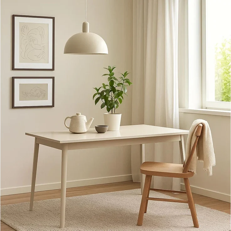 AX LIVING Esstisch Beige Rorene 160 cm lang Sand Gold Design Modern – Bild 2