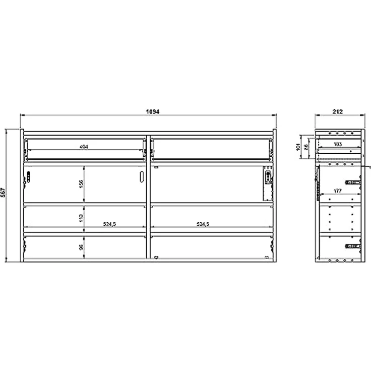 Lomadox Schuhschrank ABERDEEN-01 grün mit Eiche Nb, ideal für schmale Flure, 110/57/22 cm – Bild 3