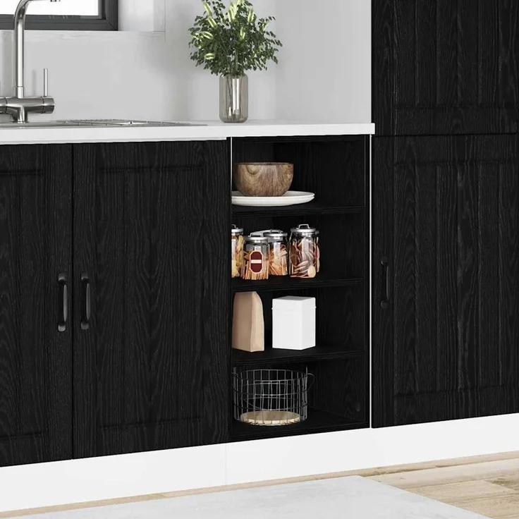 vidaXL Küchenunterschrank Schwarz Eichen-Optik 40 x 44,5 x 81,5 cm 876651 – Bild 1