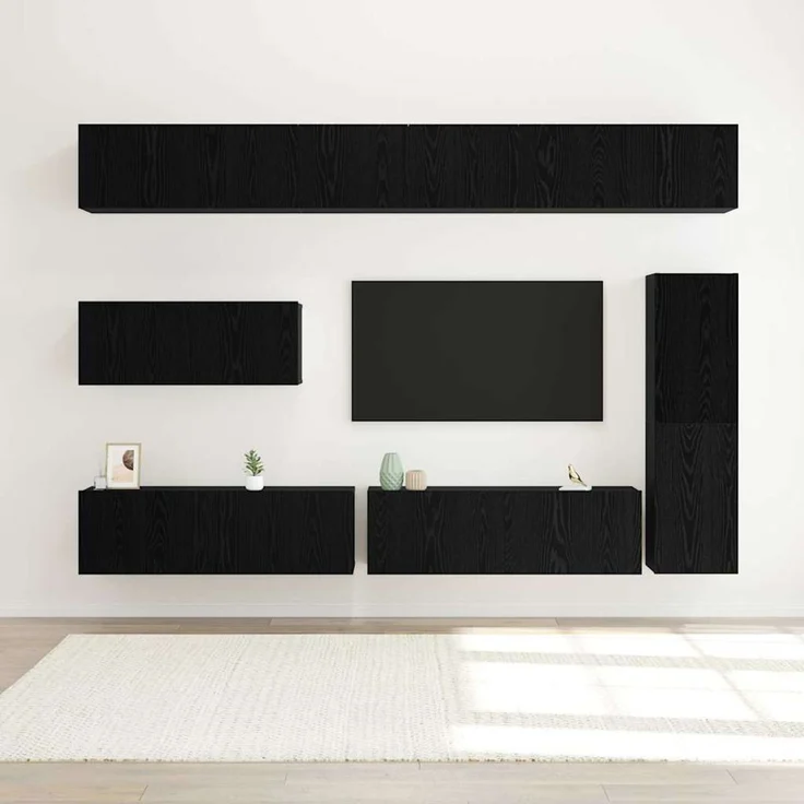 vidaXL TV Cabinet Set 7 stk. 30,5 x 30 x 110 cm Schwarz Eichen-Optik 3332588 – Bild 4