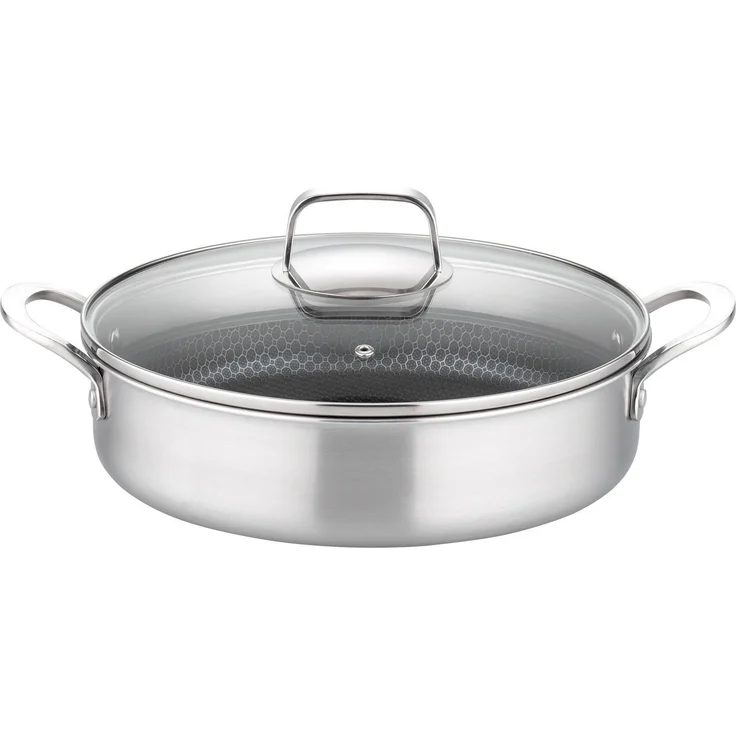 GSW Servierpfanne Inoxxa Black Ø 28 cm, Edelstahl, Dreischicht-Material mit Antihaft-Versiegelung,Wabenstruktur,Induktion – Bild 1