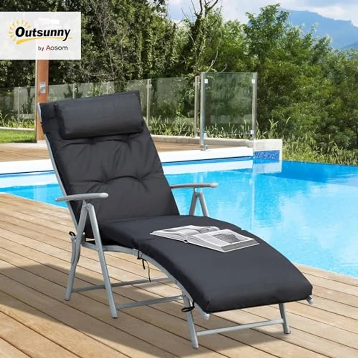 Outsunny Gartenliege Sonnenliege mit Kissen – Bild 3