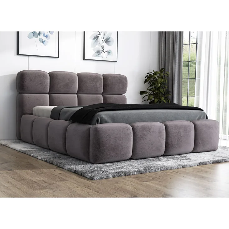 Polsterbett MONAKO 120x200 ohne Matratze mit Bettkasten und Lattenrost. Farbe: Grau 16