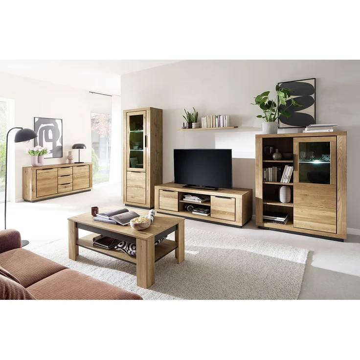 Sideboard >GRENO< in Wildeiche geölt, Wildeiche teilmassiv - 163x80x40cm (BxHxT) – Bild 8