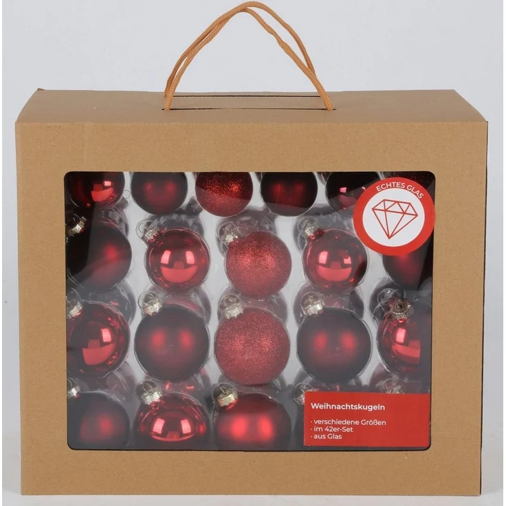 Glas-Weihnachtsbaumkugeln 42er-Set versch. Größen Baumschmuck Baumdeko Anhänger – Bild 4