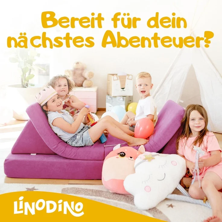 Linodino Kindersofa Spielsofa I aus Schaumstoff Bausteine I Spielcouch für Kinder, Wasserfeste Unterbezüge, Waschbare Chenille Bezüge 30° – Bild 7