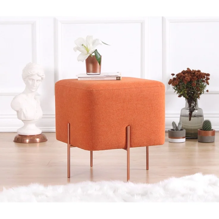 Hanah Home 'Copper 53 - Orange' Pouffe, Orange, 40 x 42 x 40 cm – Bild 1