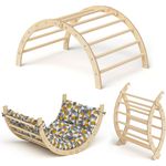 Bellabino 'Ruki' 2in1 Kletterbogen und Wippe zusammenklappbar, inkl. Matratze "Dreiecke", natur lackiert, Buche Massivholz