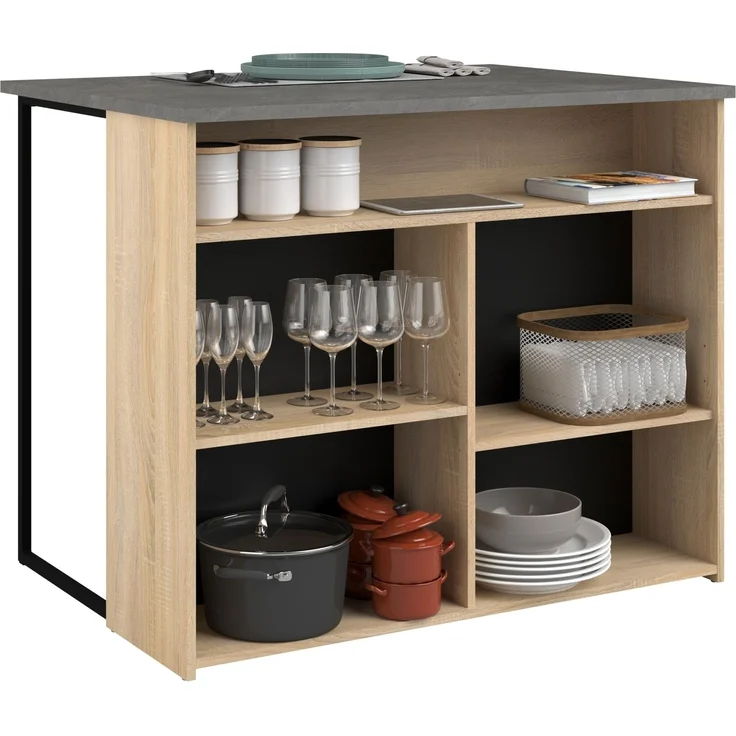 Buffet >Fumay 2< (2-teilig) Buffet 100x186x45cm, Theke 109x90x80cm, Eiche Dekor – Bild 6