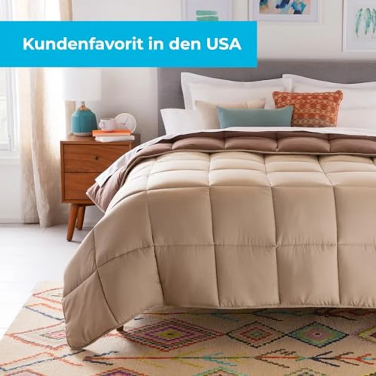 Linenspa 4 Jahreszeiten Bettdecke aus Microfaser – Ganzjahresdecke – Ultraweich – Steppdecke 220x240 cm, Beige / Braun – Bild 4
