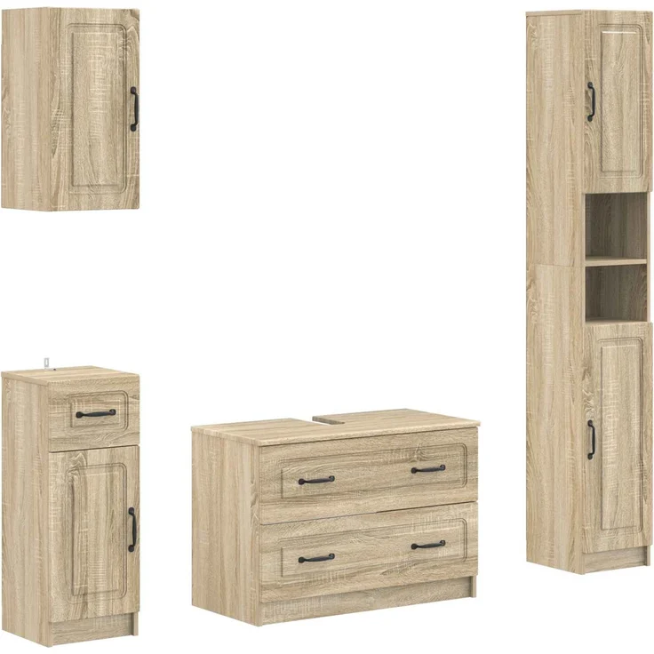 vidaXL 4-teiliges Badezimmer-Schrank-Set UTRECHT Sonoma-Eiche 3417974 – Bild 2