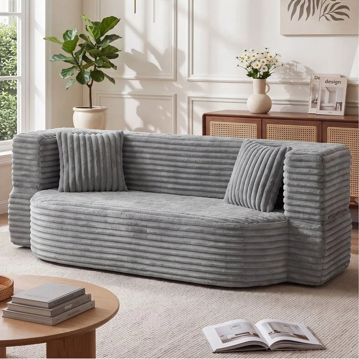 oyajia Schlafsofa Klappbares Knochenloses Schlafsofa mit 2 Kissen,192.5x85x70CM, Boneless Couch, Klappsofabett für Wohn/Arbeits/Schlafzimmer, 2-in-1 Sofa-Bett mit Cordstoffbezug – Bild 1