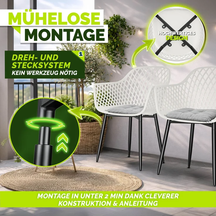 tillvex® Gartenstuhl 6er Set Wetterfest mit Armlehne | Outdoor Stühle bis 120kg belastbar | Gartenstühle UV-beständig | Terrassenstuhl Gartenmöbel Terrasse Balkon Outdoor Garten – Bild 9