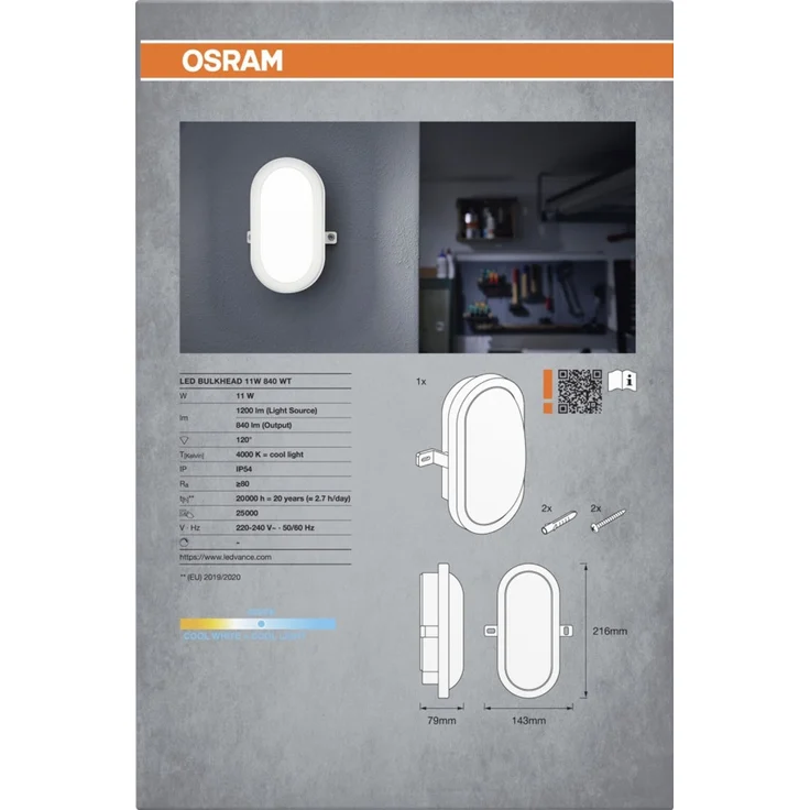 Osram LED Wandleuchte Bulkhead 11W 4000K weiß – Bild 3