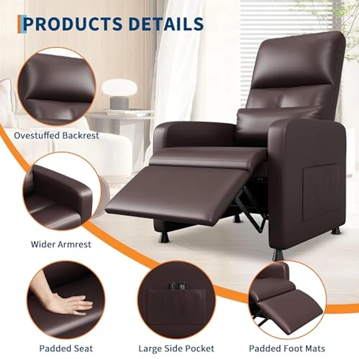 GarveeHome Fernsehsessel Elektrisch Relaxsessel Ruhesessel, massagesessel mit wärmefunktion, Verstellbarer Fernsehsessel mit Fußstütze, Einzelsofa,für Wohnzimmer, Schlafzimmer oder Büro – Bild 10