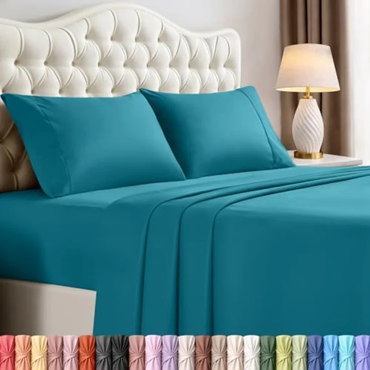 Utopia Bedding Bettwäsche-Set für King-Size-Bett, 4-teilig, gebürstete Mikrofaser, schrumpft und lichtbeständig, pflegeleicht (King-Size-Bett, Denimblau) – Bild 2