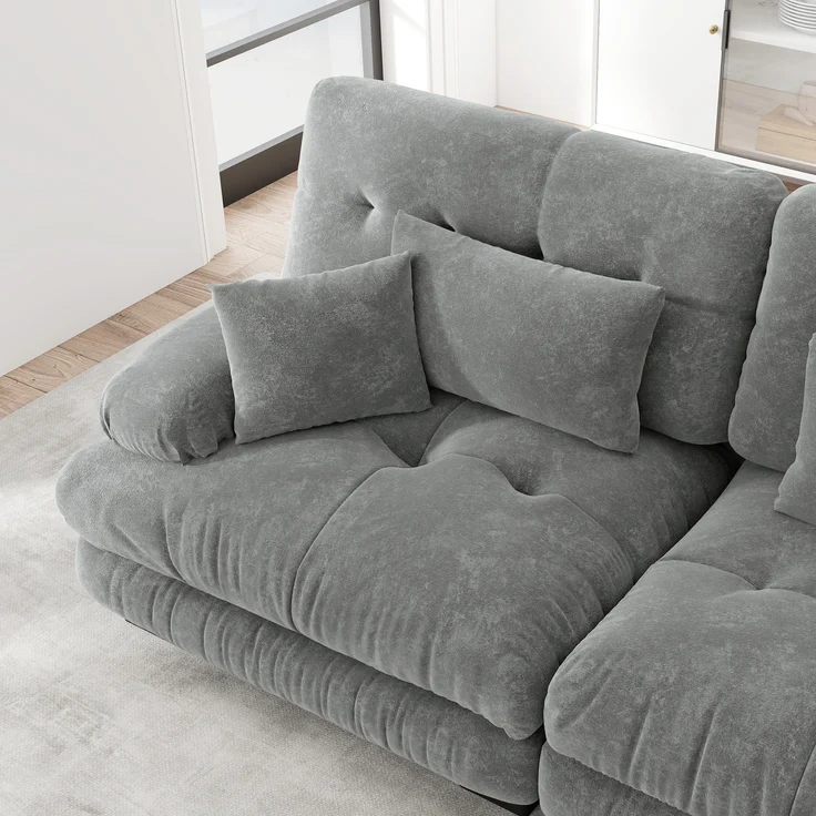 3-Sitzer Modulares Ecksofa mit Tiefensitz,80% Chenille Schlafsofa Komfortabel Gepolstert für Wohnzimmer Apartment Studio Büro,Chenille,Grau, – Bild 9