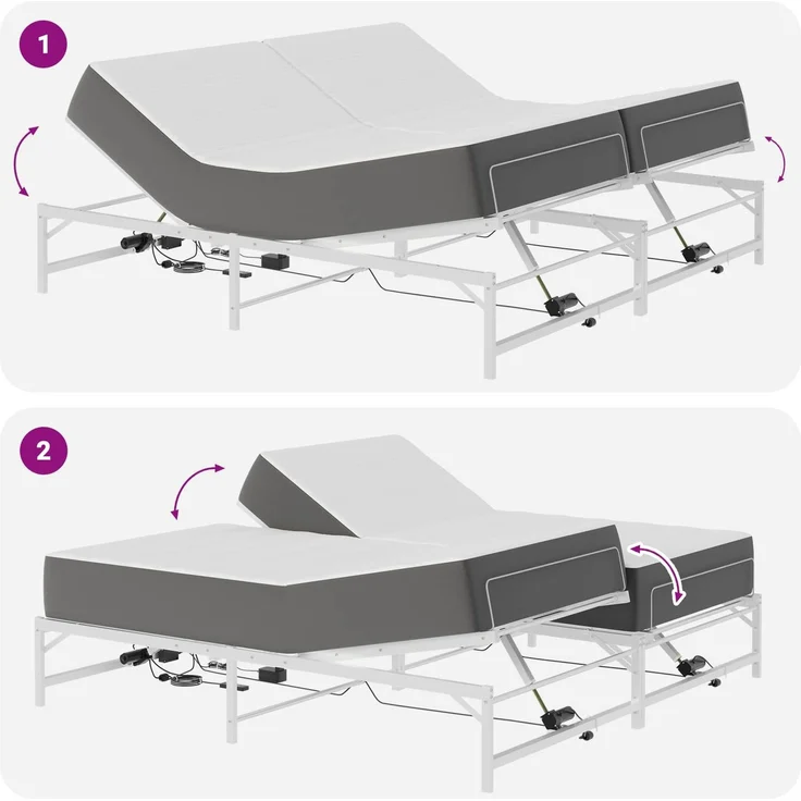 vidaXL Elektrisch verstellbares Bettgestell Weiß 90 x 213 cm Stahl 3438636 – Bild 10