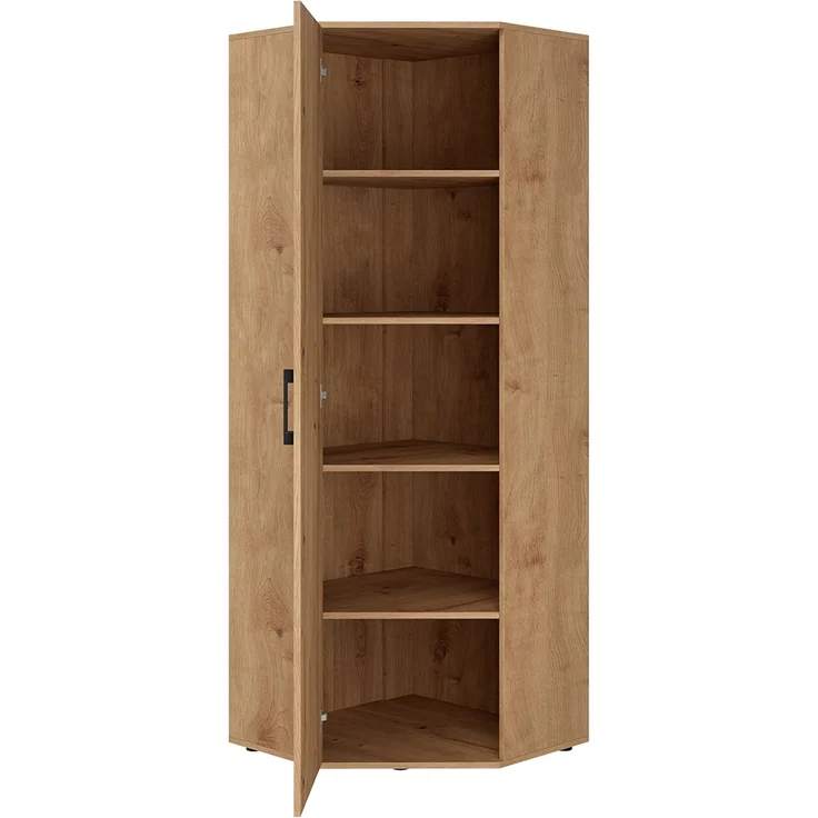 Bellamio 'Apol' Eckschrank, Eichenoptik, 176x63x63 cm, Mehrzweckschrank mit 5 Fächern, inkl. 2 verstellbaren Einlegeböden – Bild 9
