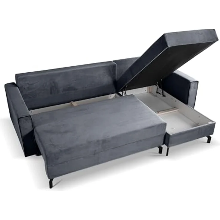 Ecksofa (B/H/T: 230x89x148 cm) in Blau-grau – Bild 5