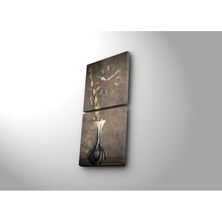 Opviq '2P2828CS-20' Dekorative Wanduhr aus Segeltuch (2-teilig), Mehrfarbig, 28 x 60 cm – Bild 3