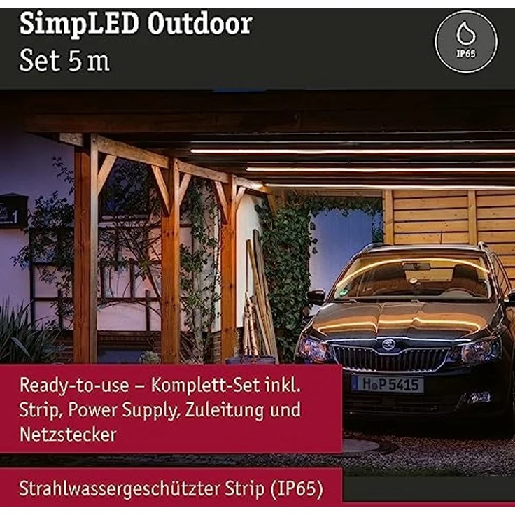 Paulmann No. 78906 SimpLED Outdoor Stripe Set 5m 12W Warmweiß beschichtet IP65 – Bild 2