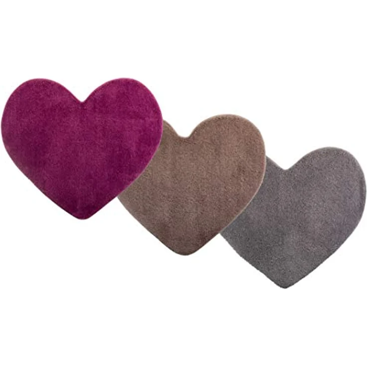 Brandsseller Herz Badematte 70x80 cm Badteppich Badvorleger Badezimmerteppich Duschvorleger Taupe – Bild 9