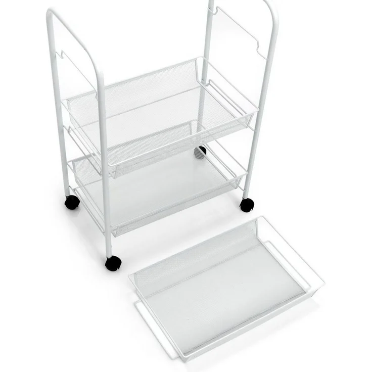 Zeller Present Rollwagen Etagen-Rollwagen, Mesh, weiß, Metall, 43,5 x 26 x 62,5 cm – Bild 3