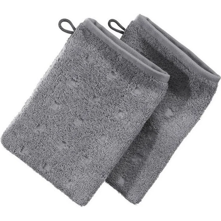 Möve Waschhandschuh Waschhandschuh 2er-Pack "Quadretti", Frottier (2-St), Walk-Frottier Uni – Bild 2