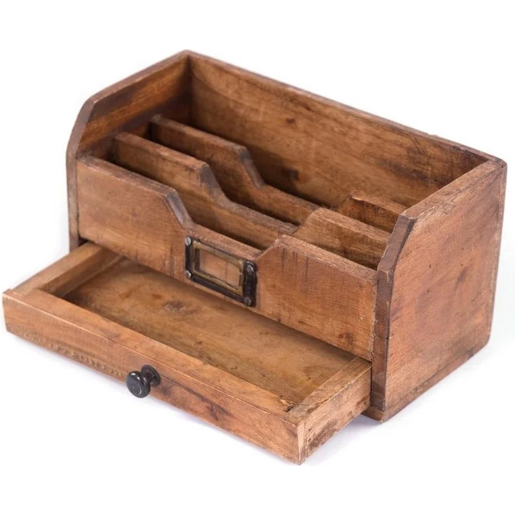 DESIGN DELIGHTS Aufbewahrungsbox BRIEFABLAGE "JUNA", Altholz massiv Holz, 25 cm, Holz Briefsammler – Bild 2