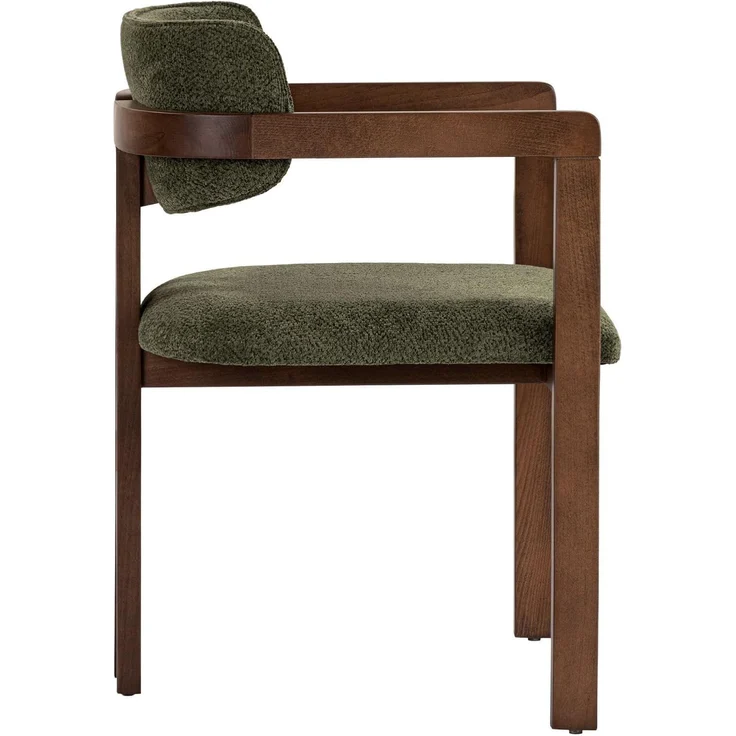 Moderner grüner Stuhl mit Beinen in dunklem Walnuss, 54 x 76 x 54 cm | 100% Buchenholzrahmen, leicht zu reinigendes Polyester-Chenille-Gewebe | 5 cm Schaumstoffsitz, perfekt für Zuhause & Büro – Bild 4