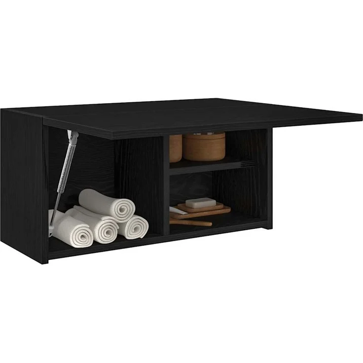 vidaXL Bad-Wandschrank Schwarz 60x25x30 cm Holzwerkstoff 860059 – Bild 1
