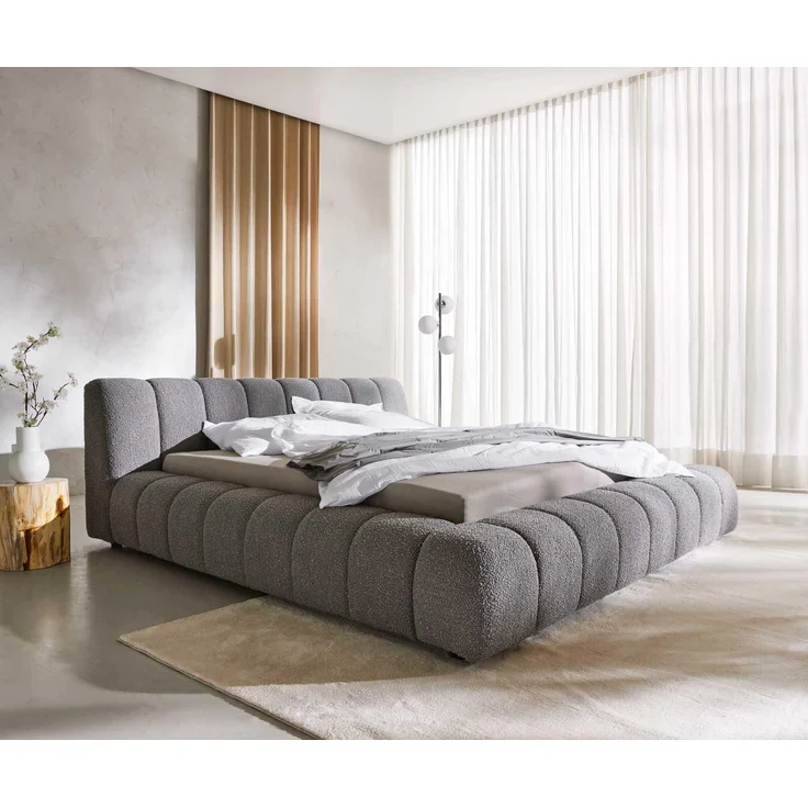 Polsterbettgestell Cutio 180x200 cm Bouclé Silbergrau – Bild 1
