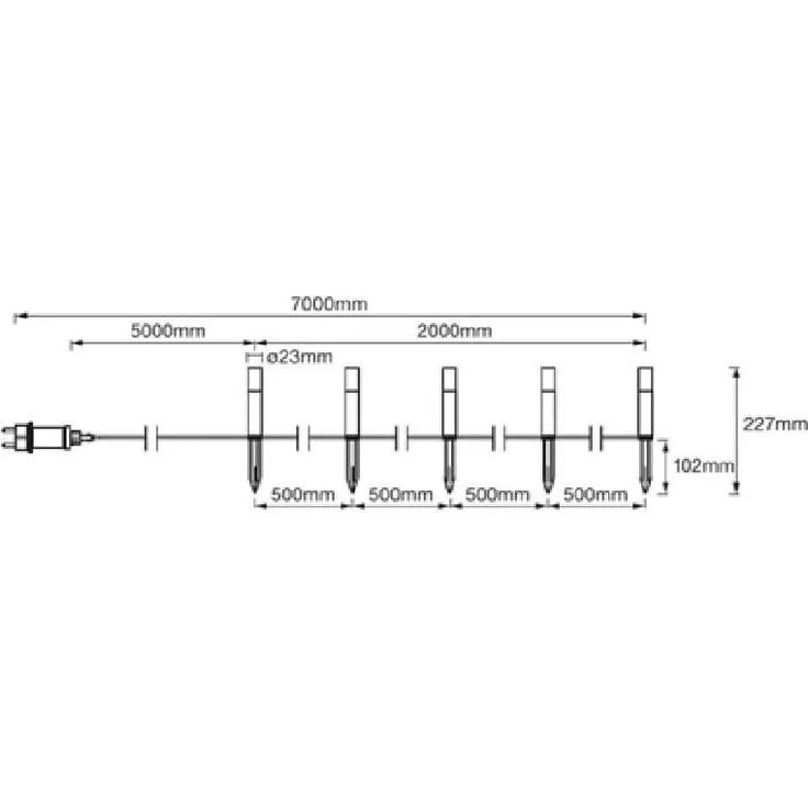 Osram LED Endura Garden Pole Mini Garten-Leuchtenkette, fuer Aussenanwendungen, warmweiss, 5 Pylonen, Hoehe: 22, 7 cm – Bild 4
