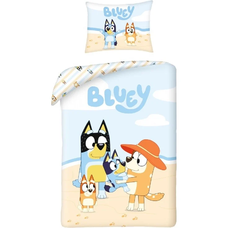 Bluey Bettwäsche Set aus Baumwolle Bettdeckenbezug 140 × 200 cm mit 70 × 90 cm Kissenbezug