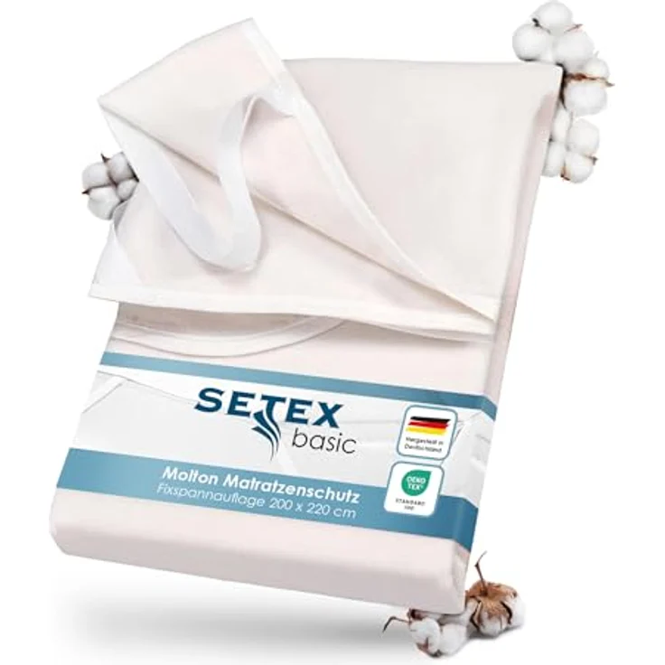 SETEX – Molton Matratzenschoner 200x220 cm naturfarben – Matratzenauflage für Bettmatratzen 15-22cm Höhe – Matratzenschutz Fixspannauflage mit Eckgummis – Standard 100 by Oeko-TEX – Bild 2