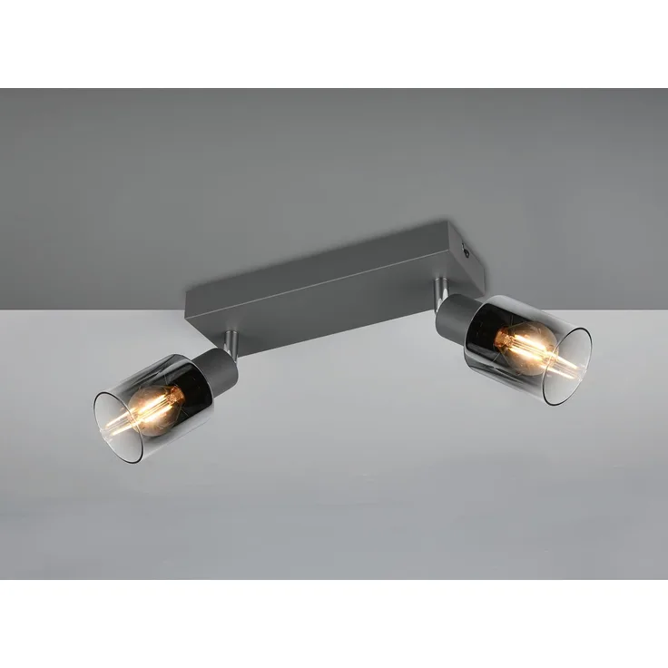 Reality Deckenstrahler 2er Spot Cadiz E14 schwarz Metall Glas