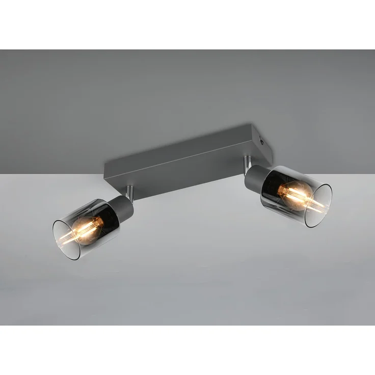 Reality Deckenstrahler 2er Spot Cadiz E14 schwarz Metall Glas – Bild 1