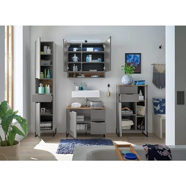 BASIC by Balculina Spiegelschrank Denver Spiegelschrank, Badezimmerschrank BxHxT 80x75x22 (1-St) Breite 80 cm, Tür L/R montierbar, Softclose – Bild 7