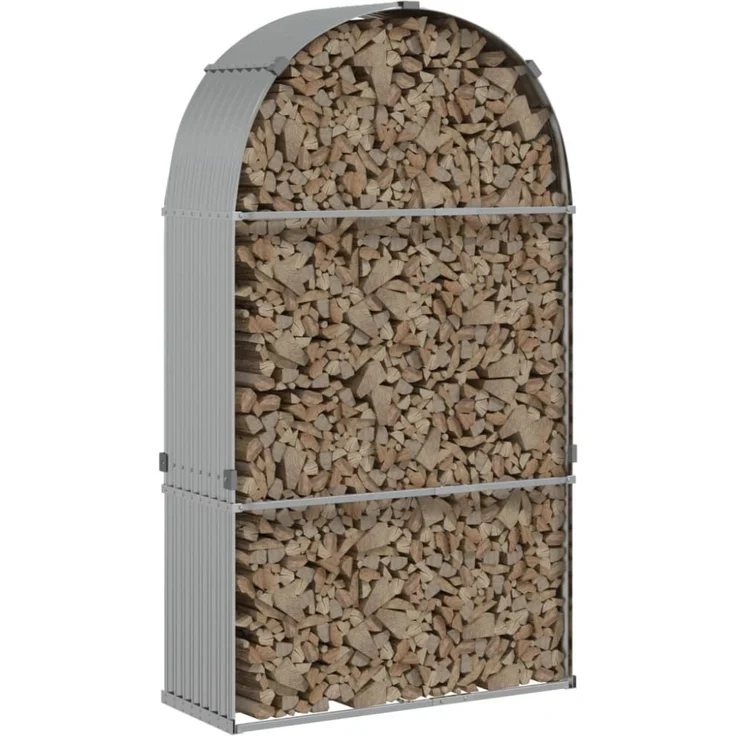 vidaXL Kaminholzunterstand Silbern 120x45x210 cm Verzinkter Stahl 364592 – Bild 2