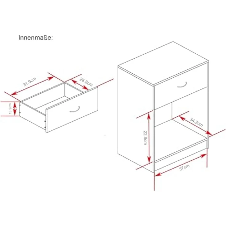 HTI-Living Nachtkommode Nachtschrank mit 1 Schublade Nina Sonoma Weiß (Stück, 1 St, 1 Nachtschrank), Nachttisch Nachtkommode – Bild 5