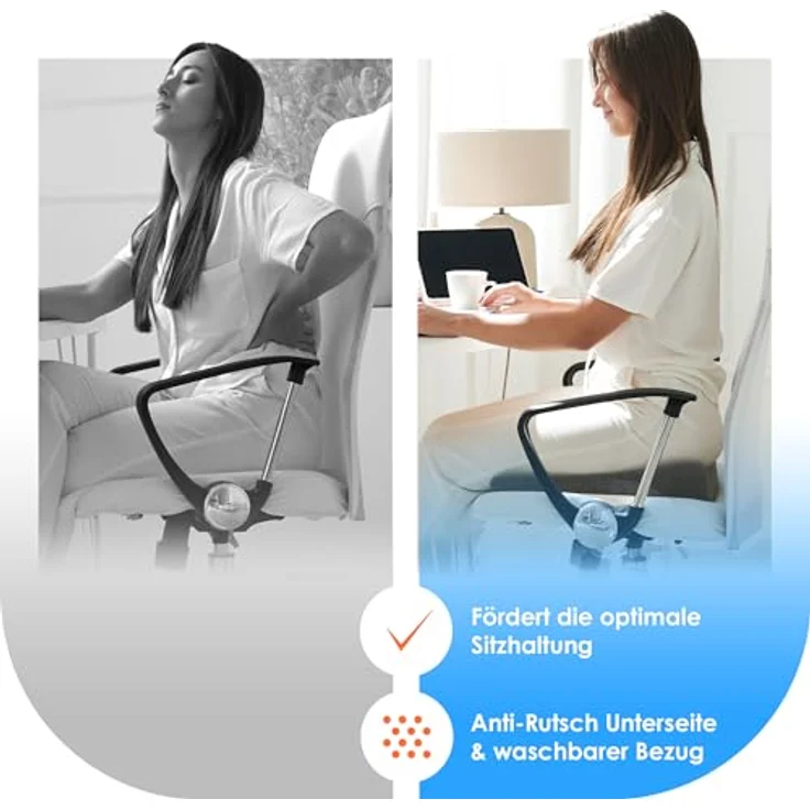 DYNMC you Keilkissen Stuhl Mittelhart H3 - Test SEHR GUT, Ergonomisches Sitzkissen Bürostuhl & Co, Entlastet Rücken & Erhöht Sitzkomfort, MIT PHYSIOTHERAPEUTEN ENTWICKELT – Bild 3