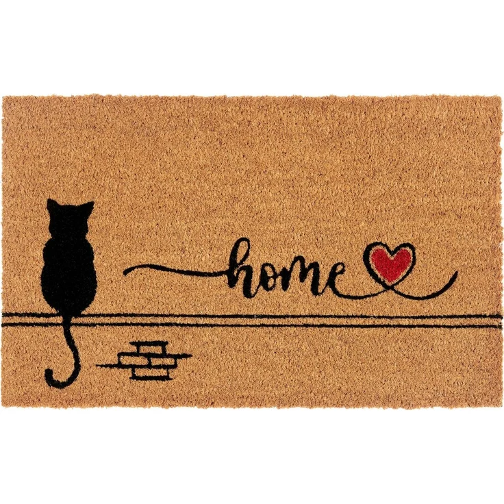 HANSE Home Fußmatte Kokos Cat Home, Türmatte, rechteckig, Höhe: 15 mm, Schmutzfangmatte, Rutschfest, Outdoor, Innen, Außen, Kokosmatte, Flur – Bild 1