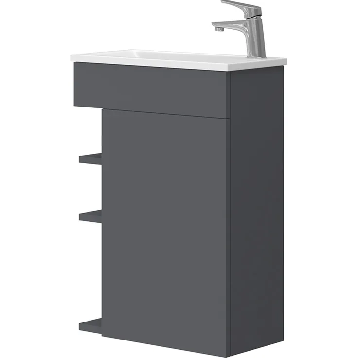 Waschbeckenunterschrank Amadeo Anthrazit 2 Teile, mit Waschbecken Vicco