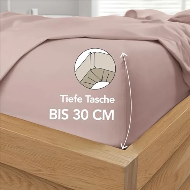 Dreamzie - Spannbettlaken 150x200 | Mikrofaser Weich - Für Dicke Matratzen - Oeko-Tex | Komfort, Atmungsaktivität, Pflegeleicht - Puderrosa
