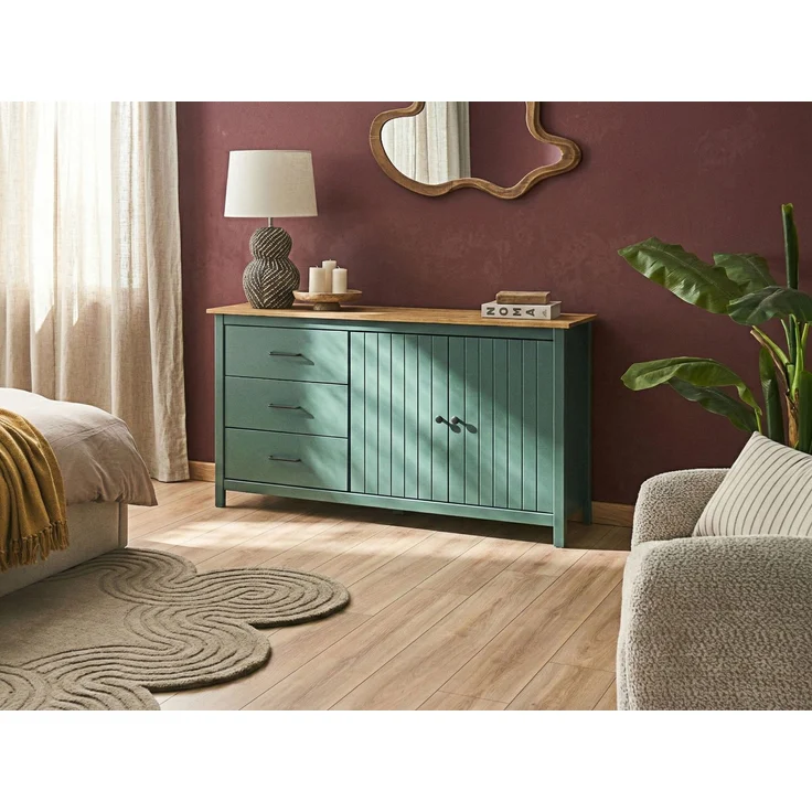 Sideboard mit 2 Türen LEONORA Kiefernholz Grün – Bild 2