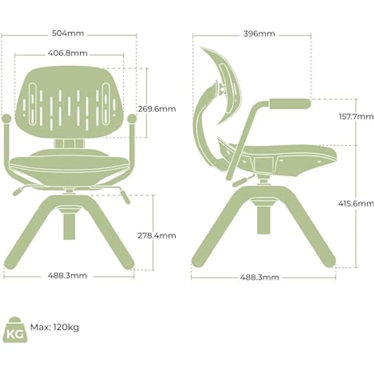HOKO Kinderstuhl Höhenverstellbarer, mitwachsender Kinder Stuhl (Ergo Study Kid Kinder Schreibtisch Stuhl, Sitz und Rücken separat verstellbar. Ergonomisches Sitzen für Kinder, 1 St) – Bild 9